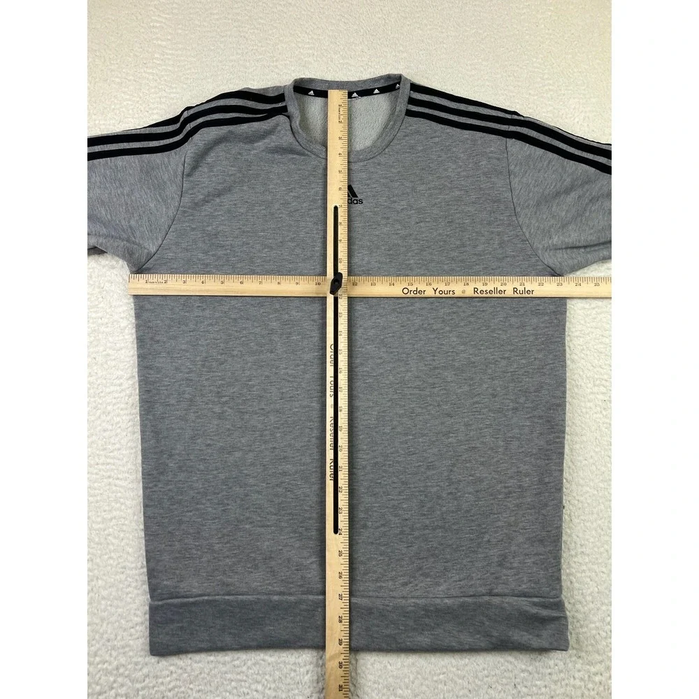 Adidas‎ Sweatshirt Mens Large Gray Crewneck Three Stripes Pullover Athletic Logo